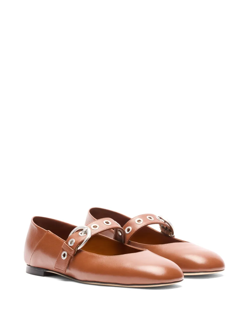 Stuart Weitzman Supermoto Mary Jane buckle-detail ballet flats Brown