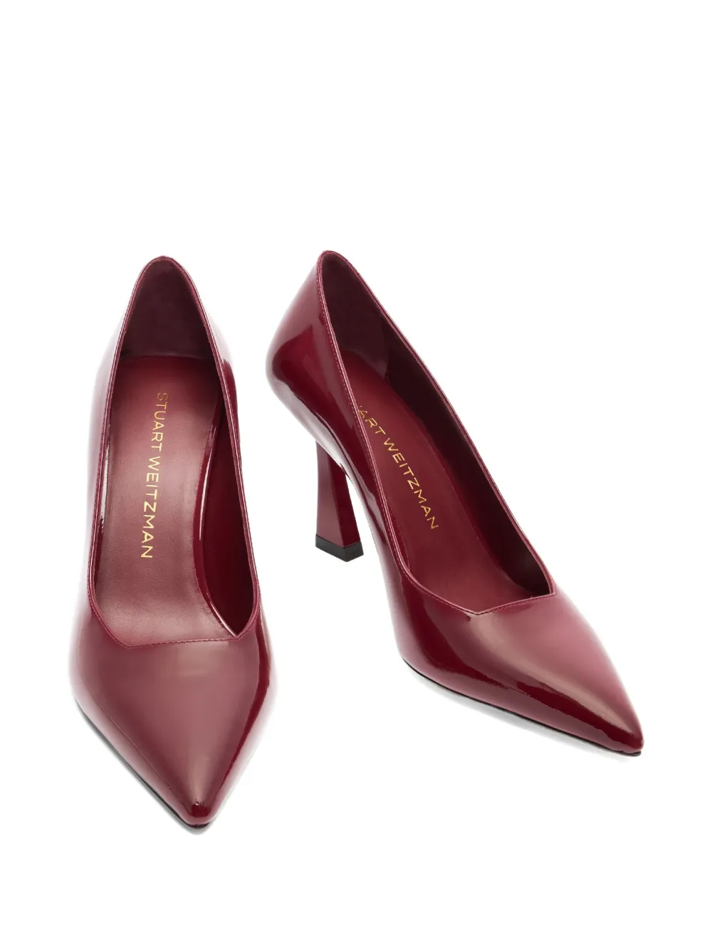 Stuart Weitzman 85mm Vinnie pointed-toe patent-leather pumps Red