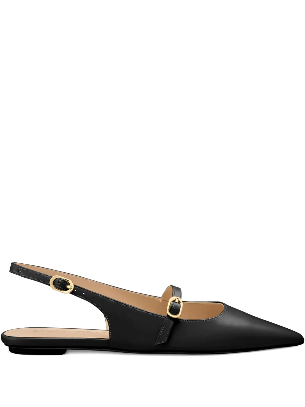 Stuart Weitzman Slingback Buckle Flats In Black