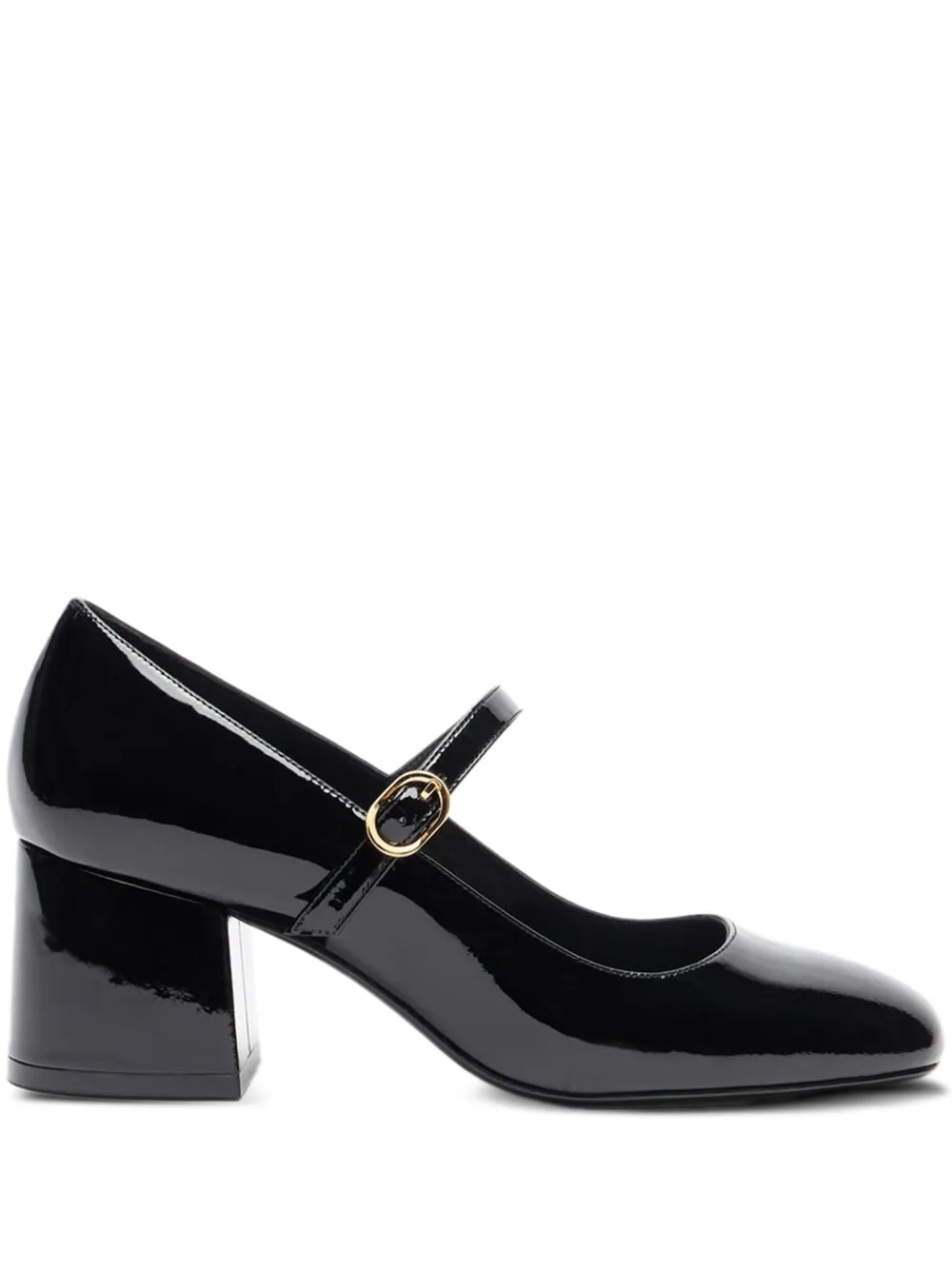 Stuart Weitzman patent leather buckle pumps Black