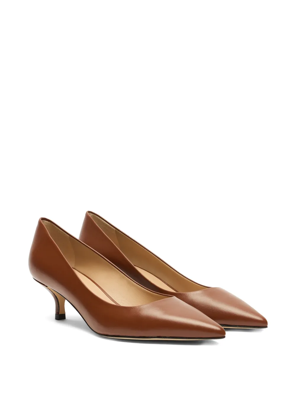 Stuart Weitzman 50mm Stuart Power leather pointed-toe pumps Brown