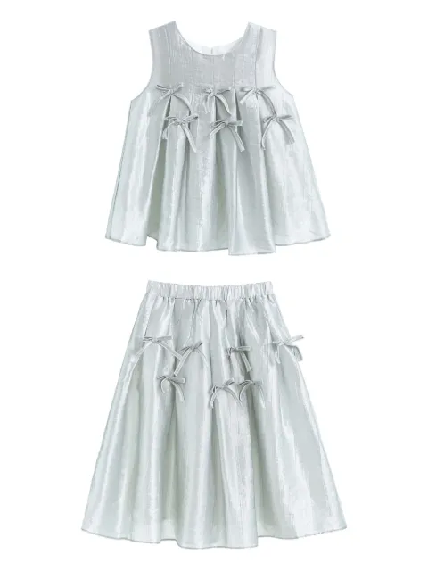 Tulleen bow-embellished pleated skirt set