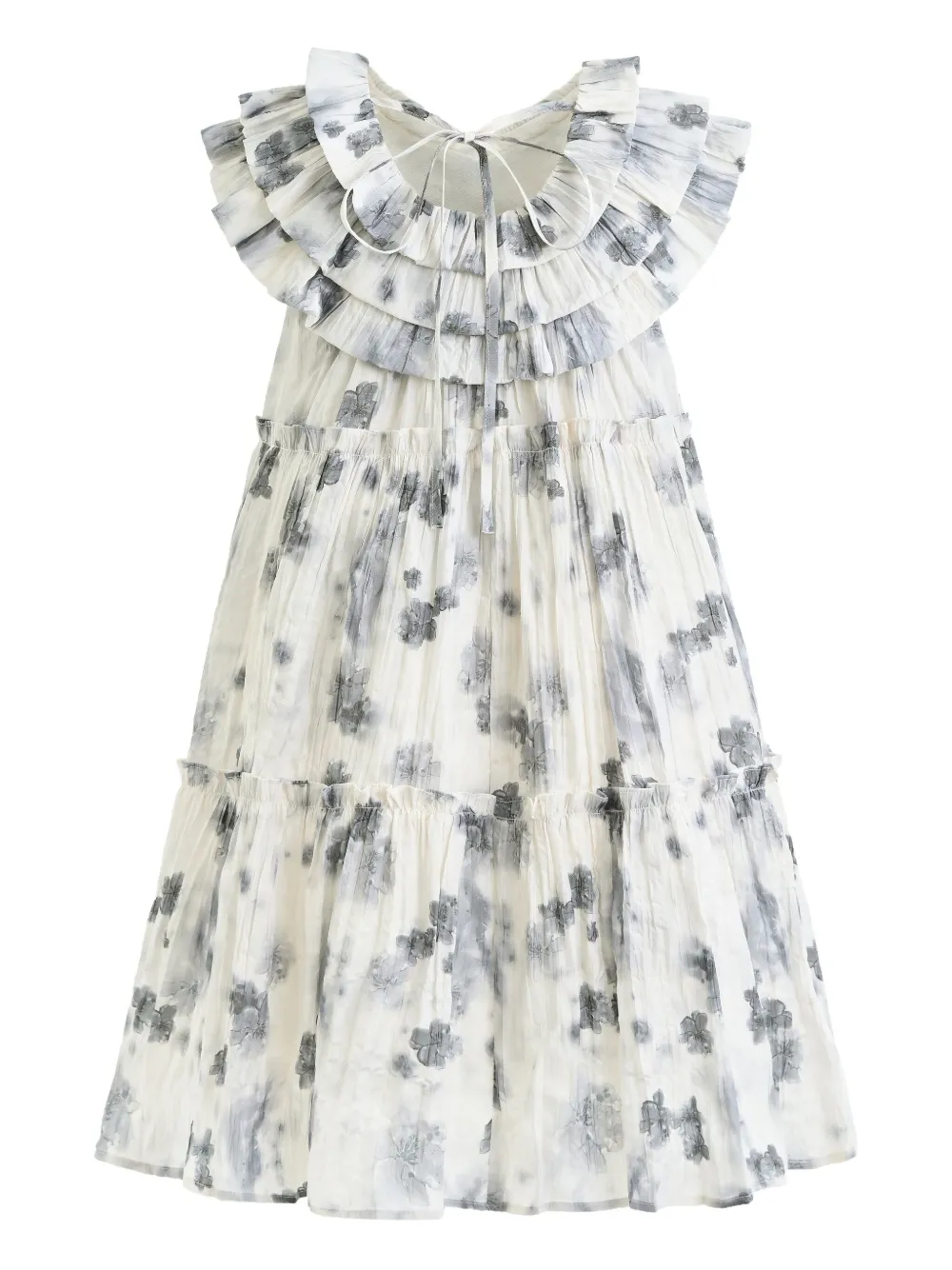 Tulleen Jurk met franje en bloemenprint Wit