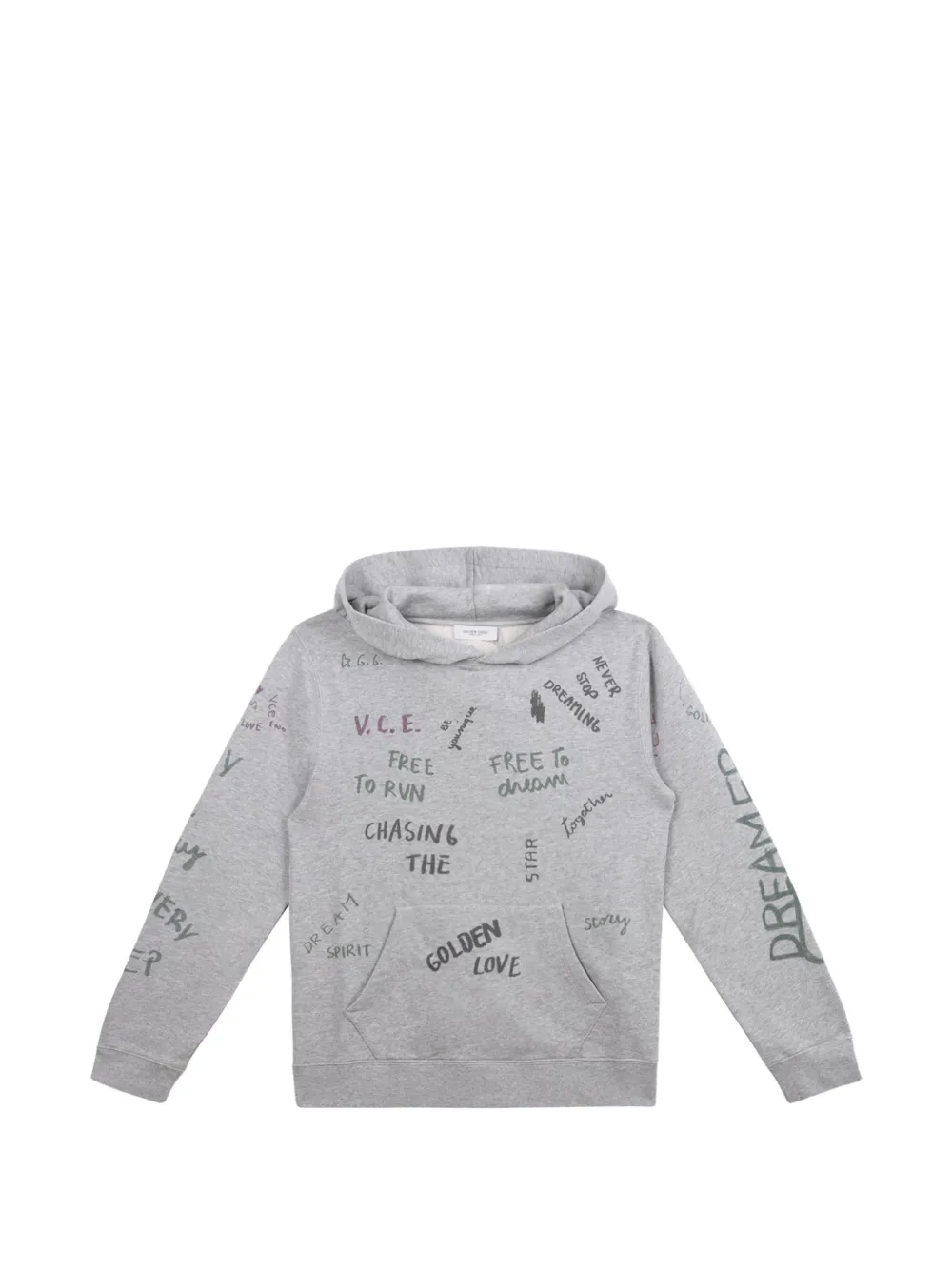 Golden Goose Kids printed fleece hoodie - Grigio
