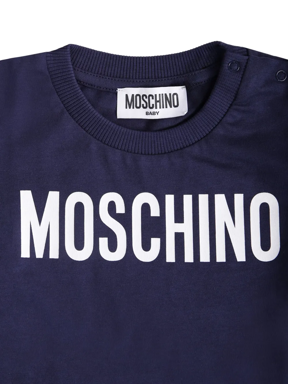 Moschino Kids logo-print gathered dress Blauw