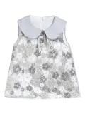 Tulleen sequin-floral sleeveless set - White