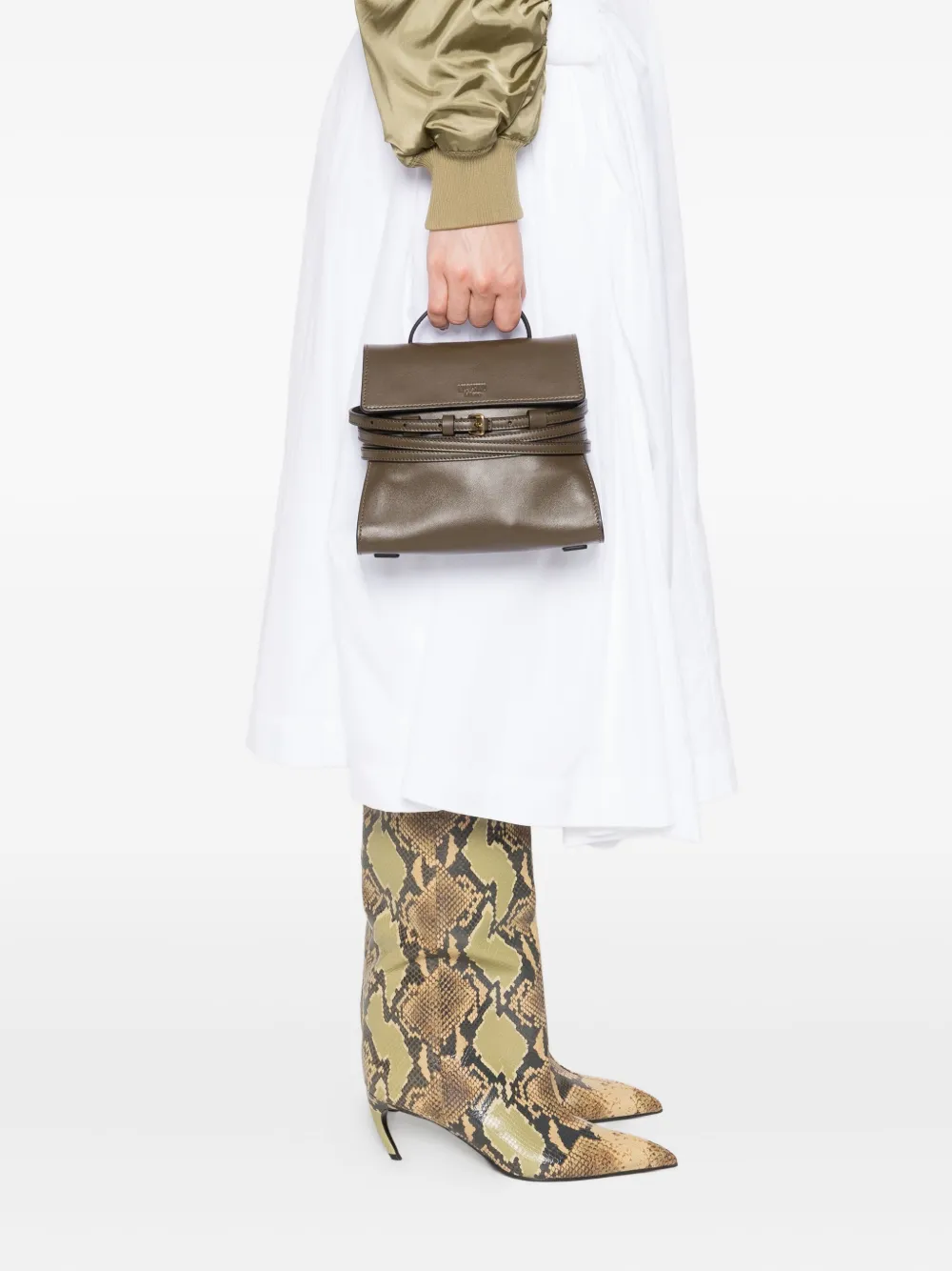Moschino Tie Me leren shopper Bruin