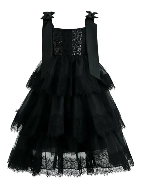Tulleen sequin-embellished tiered dress