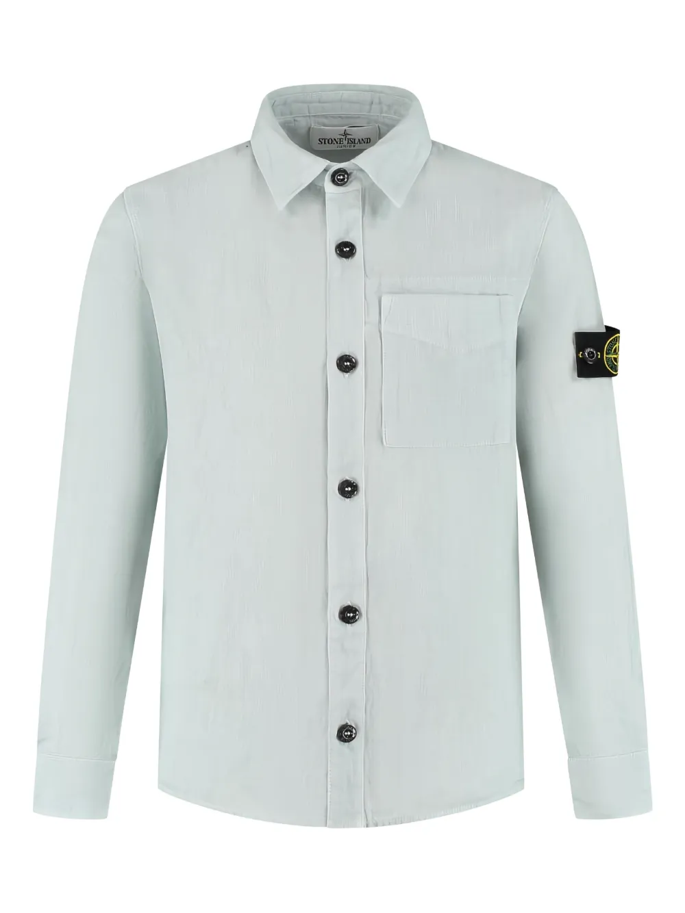 Stone Island Junior Compass-badge button-down shirt Blauw