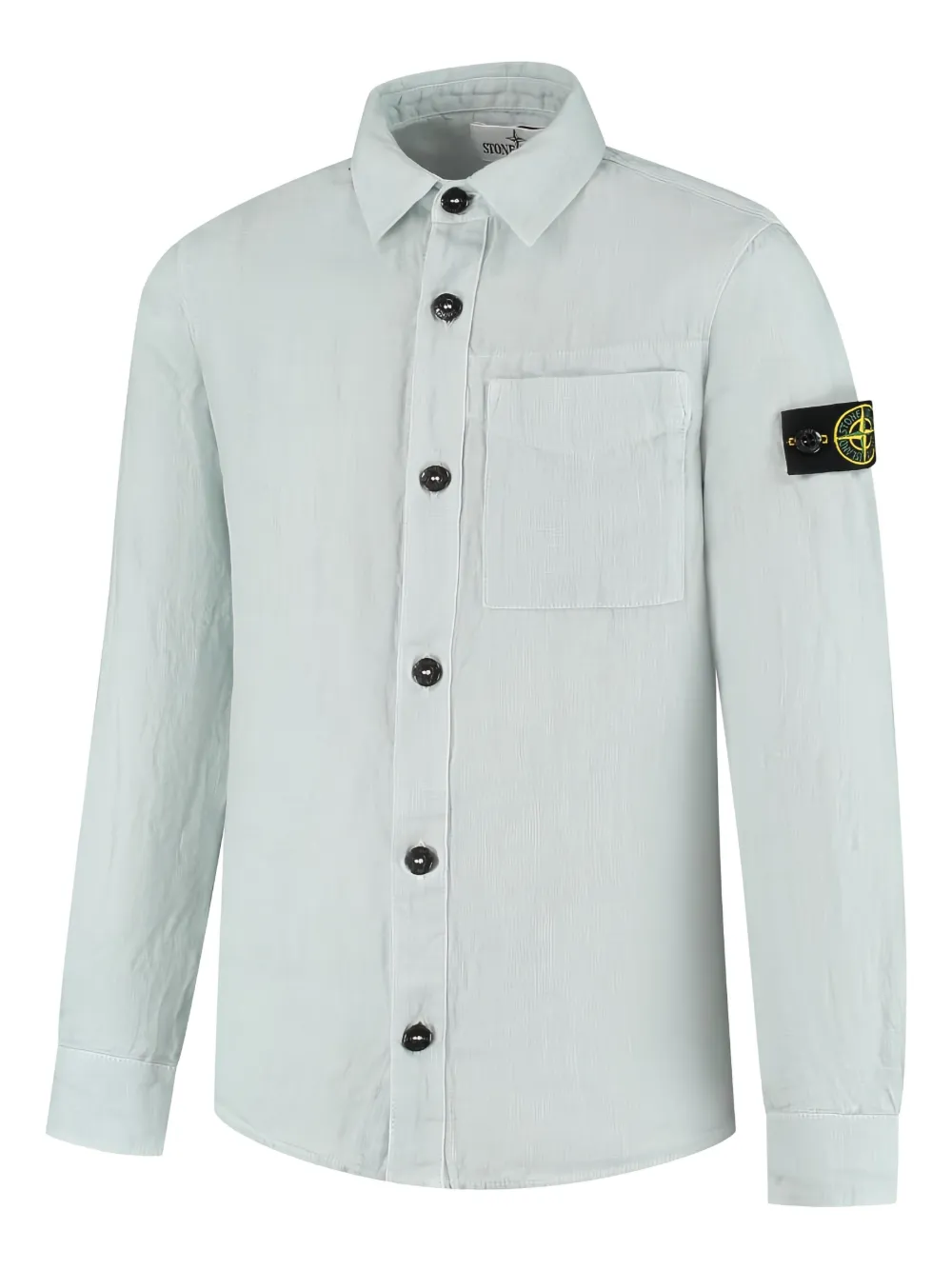 Stone Island Junior Compass-badge button-down shirt Blauw