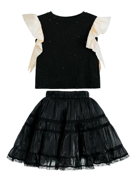 Tulleen glitter ruffled skirt set
