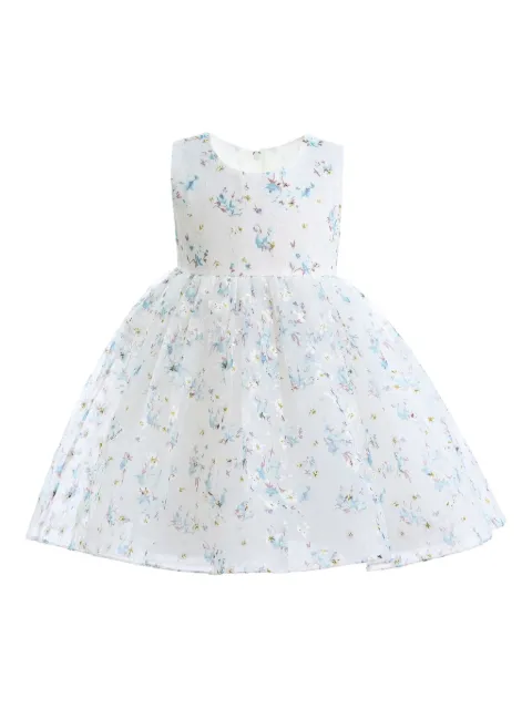 Tulleen floral-print dress