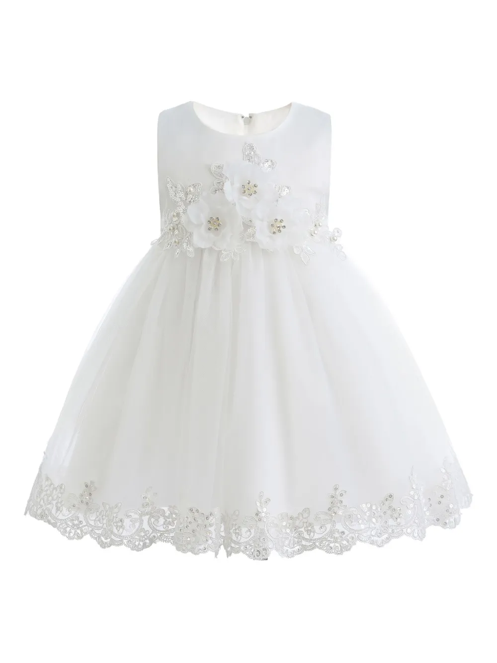 Tulleen Jurk met bloe print Wit