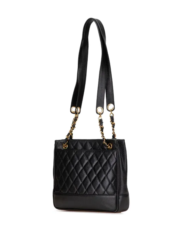 CHANEL Pre-Owned 1991-1994 Quilted Caviar Chain Tote Bag Black FARFETCH  IN