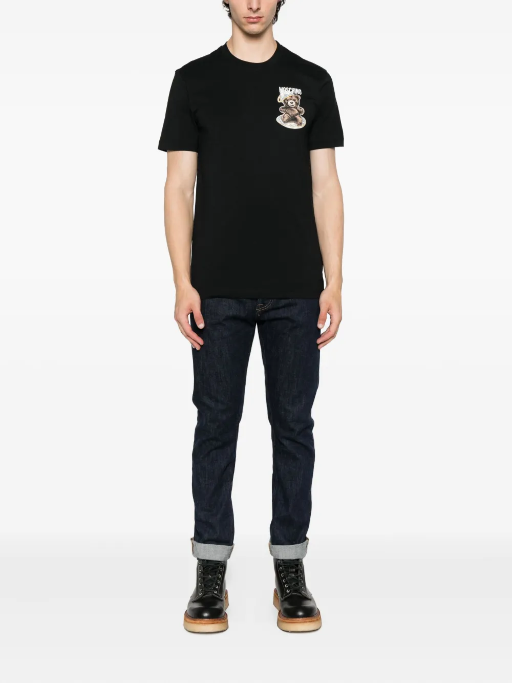 Moschino teddy-print T-shirt Zwart