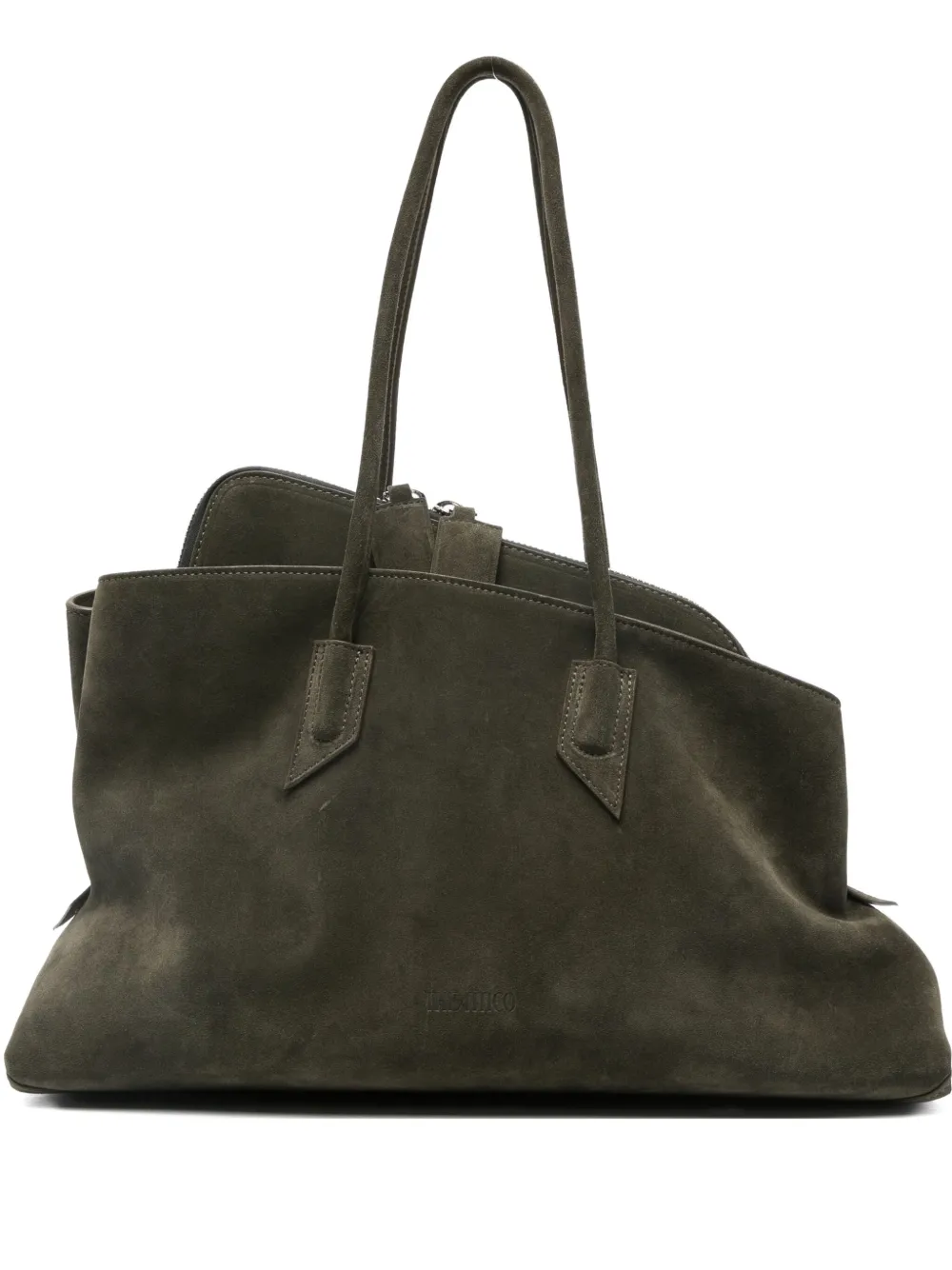 Attico Suede Cross Body Bag In Gray