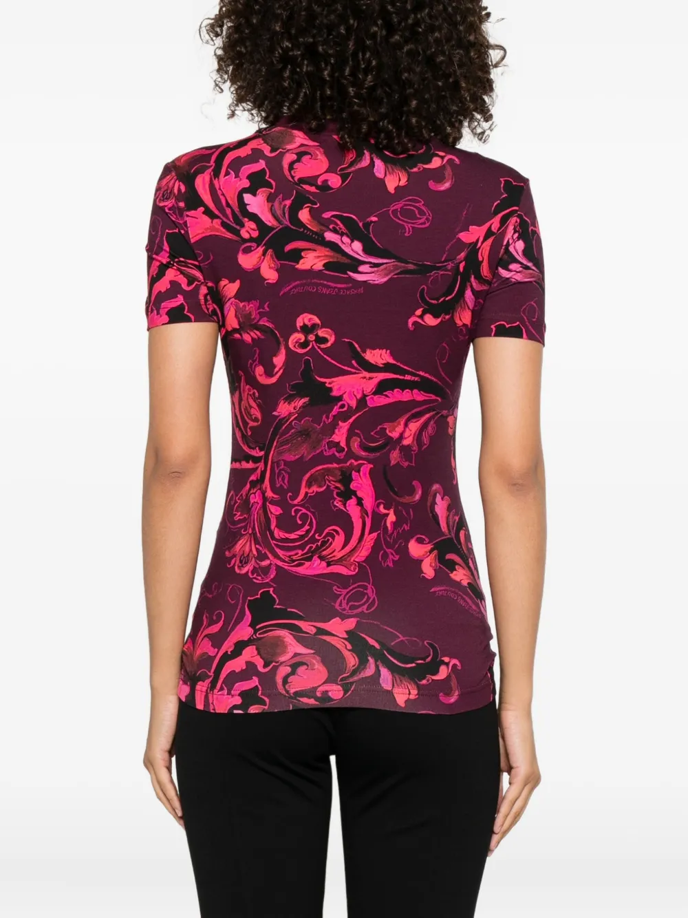 Versace Jeans Couture Print Cotton T-shirt In Pink