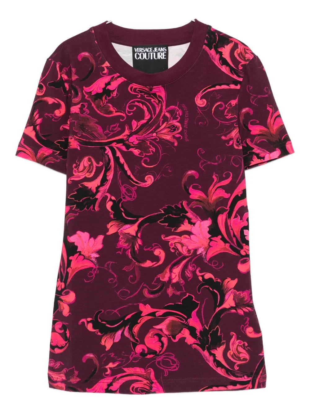 Versace Jeans Couture Print Cotton T-shirt In Pink