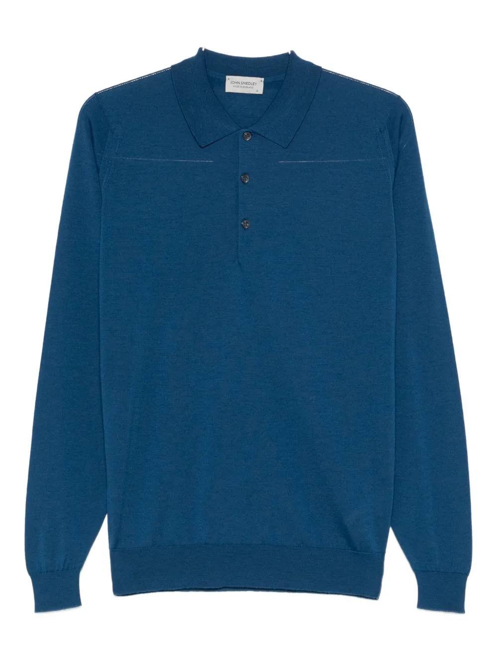 John Smedley Polo Sweater With Ribbed Cuffs And Hem In Blue