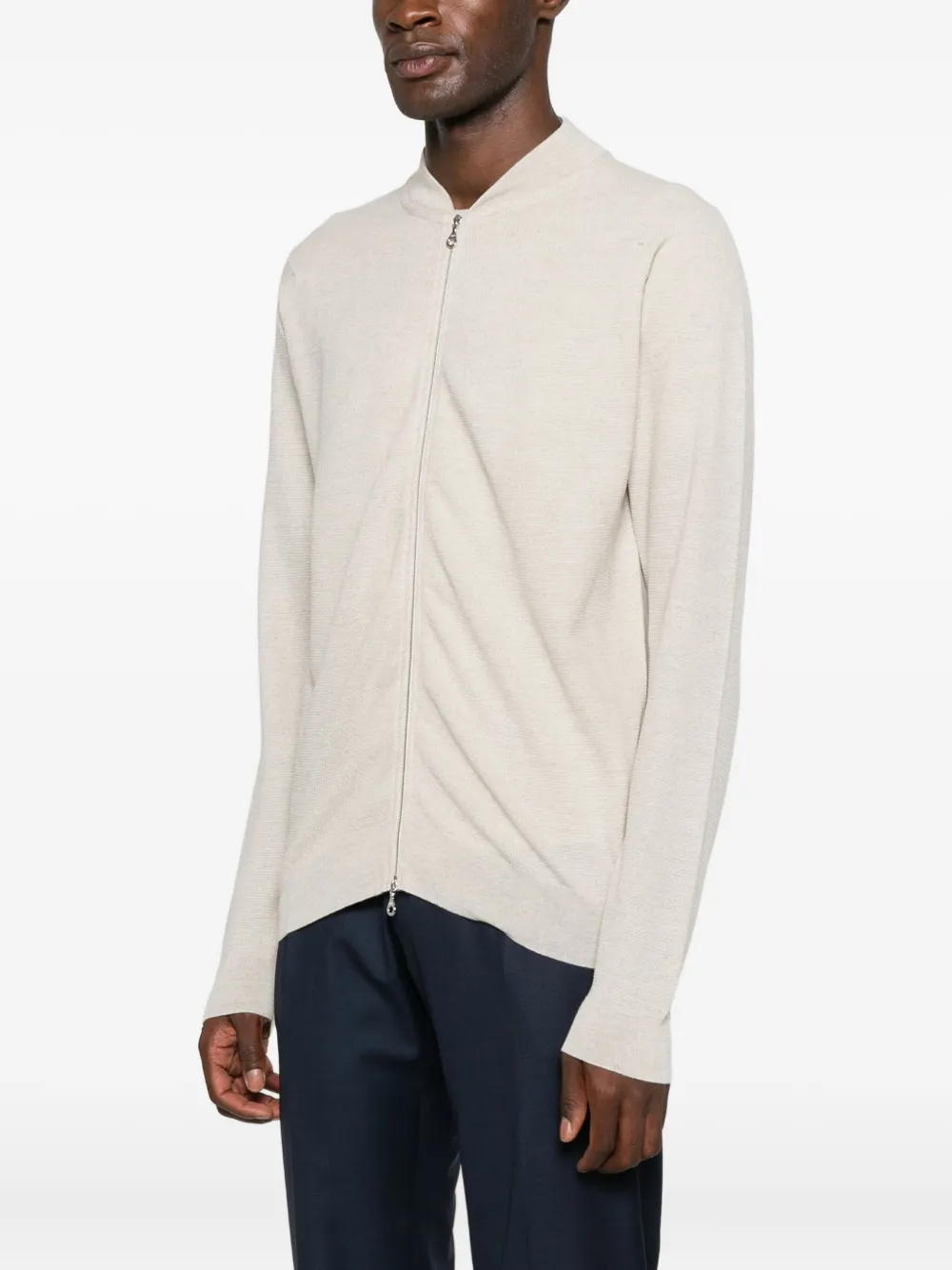 John Smedley Zipped-front Cardigan In Gray