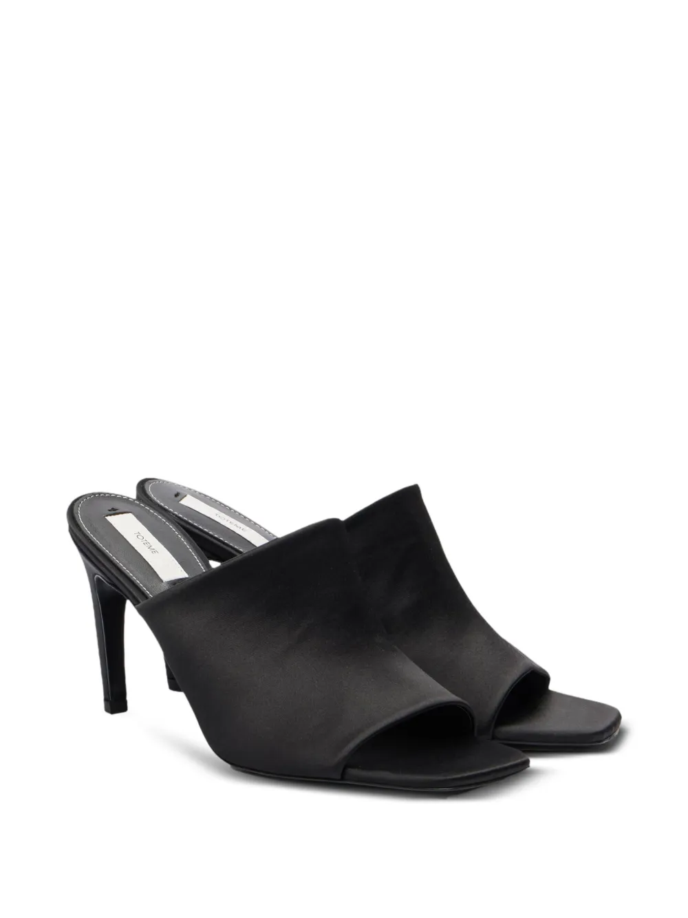 TOTEME 85mm satin square-toe mules Black