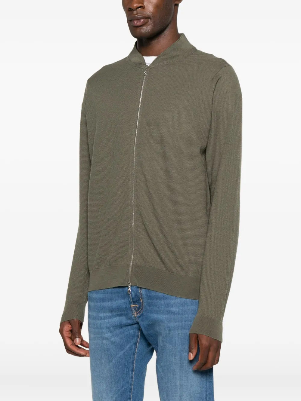 John Smedley Zipped Cardigan In Brown