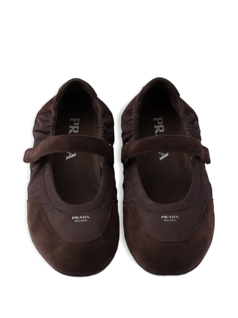 Prada Collapse suede ballet flats Brown