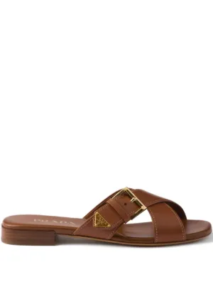 Prada criss-cross Buckle Sandals | Black | FARFETCH