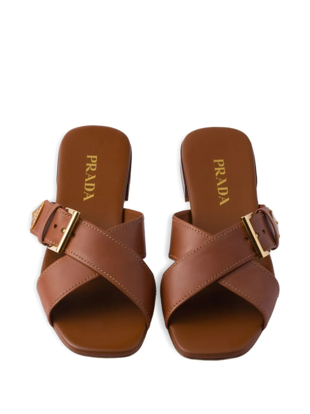Prada criss-cross buckle-fastening sandals Brown