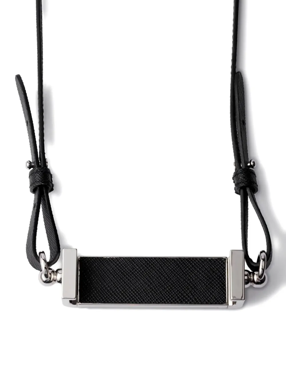  Prada Triangle-logo Leather Smartphone Case - Black 