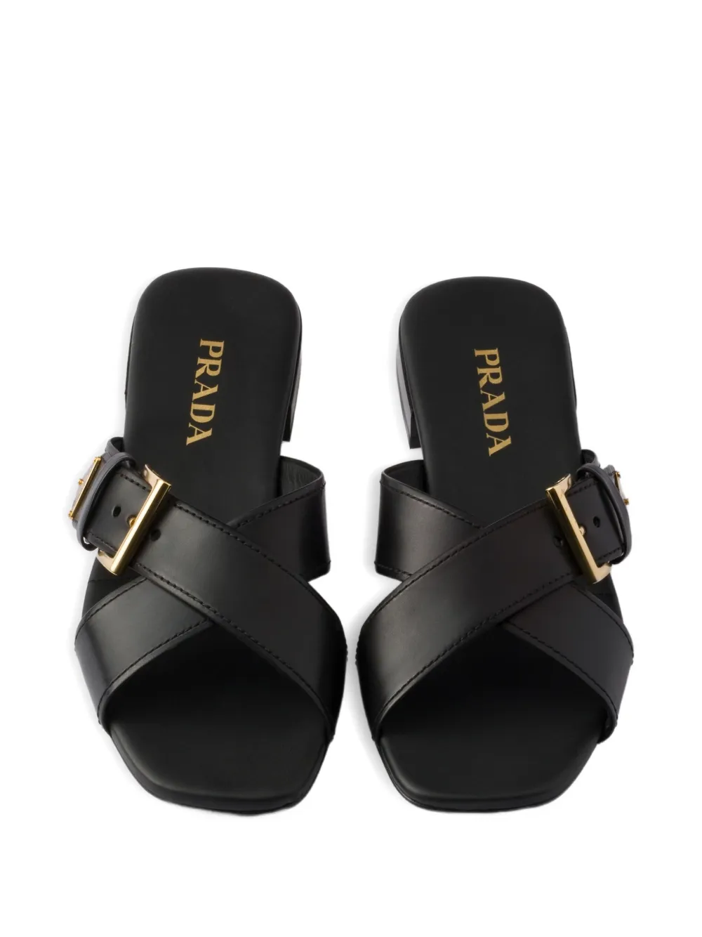Prada criss-cross buckle sandals Black