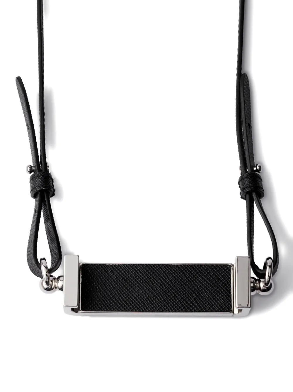 Prada Metal And Saffiano Leather Smartphone Case In Black