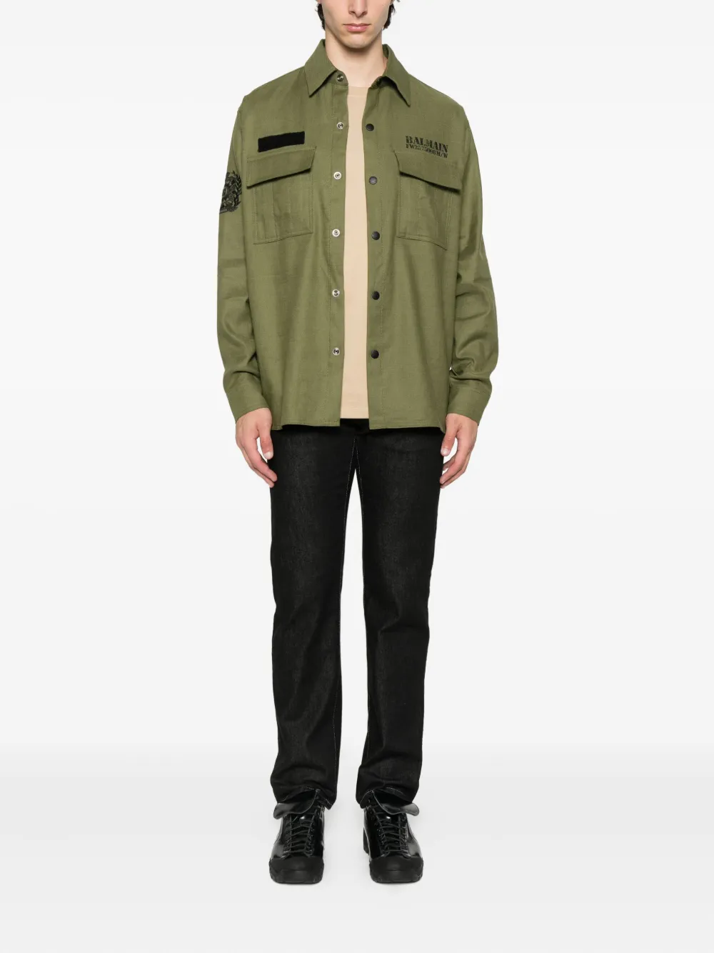 Balmain Overhemd met geborduurde patch Groen