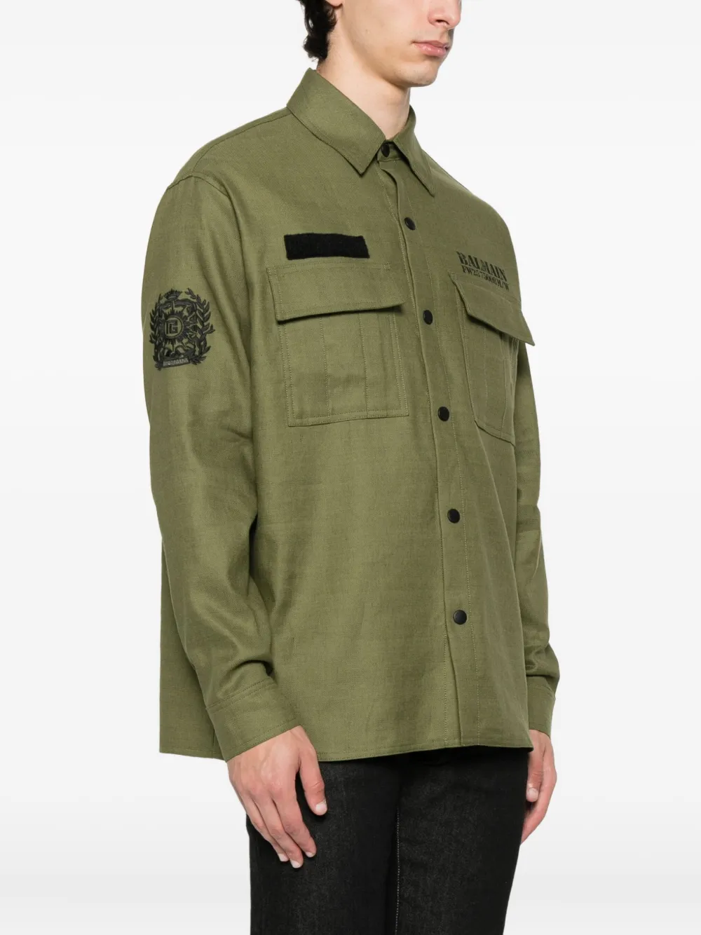 Balmain Overhemd met geborduurde patch Groen