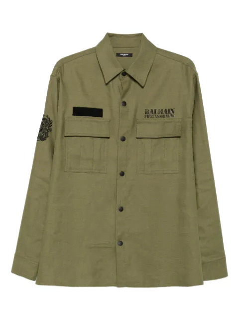 Balmain embroidered-patch pocket shirt