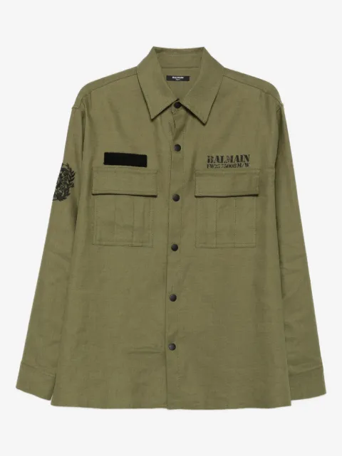 Balmain embroidered-patch pocket shirt