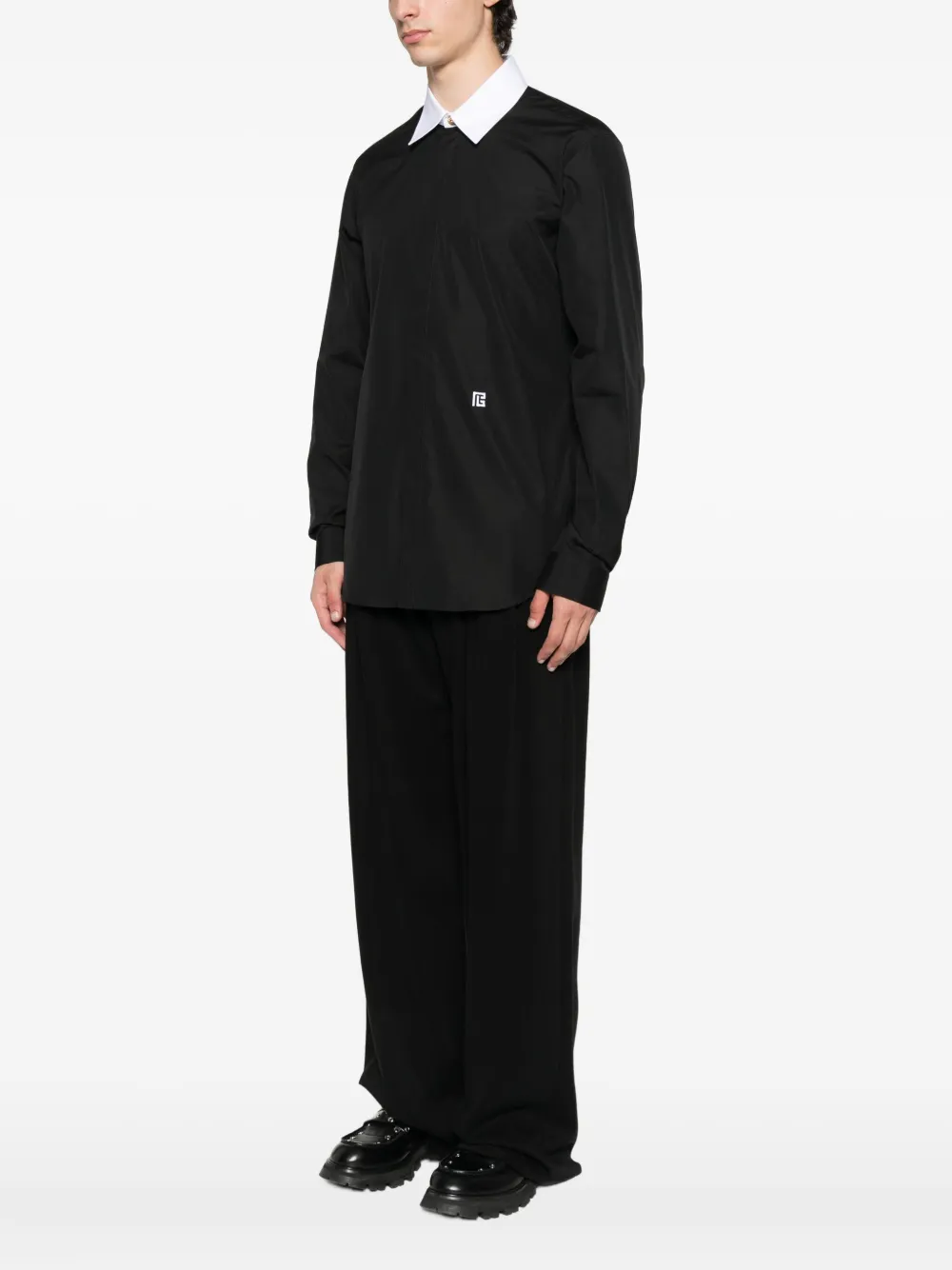 Balmain Overhemd met contrasterende kraag Zwart