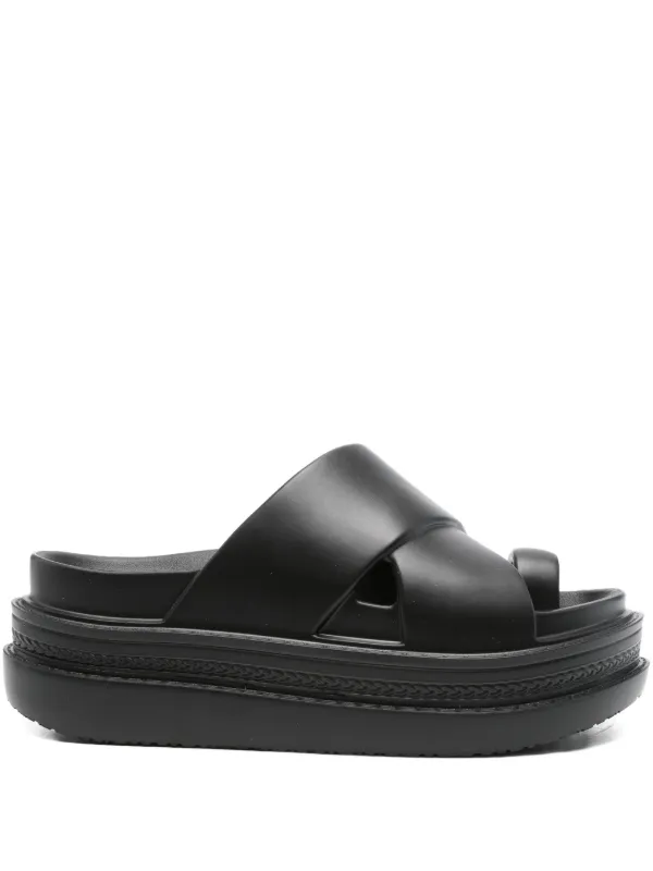 靴 sacai Black Belted Sandals 37 Sacai - Hybrid Belt leather platform sandals Sacai