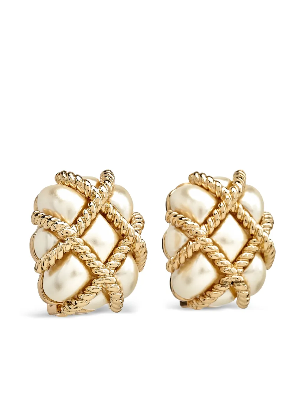 quilted pearl clip earrings