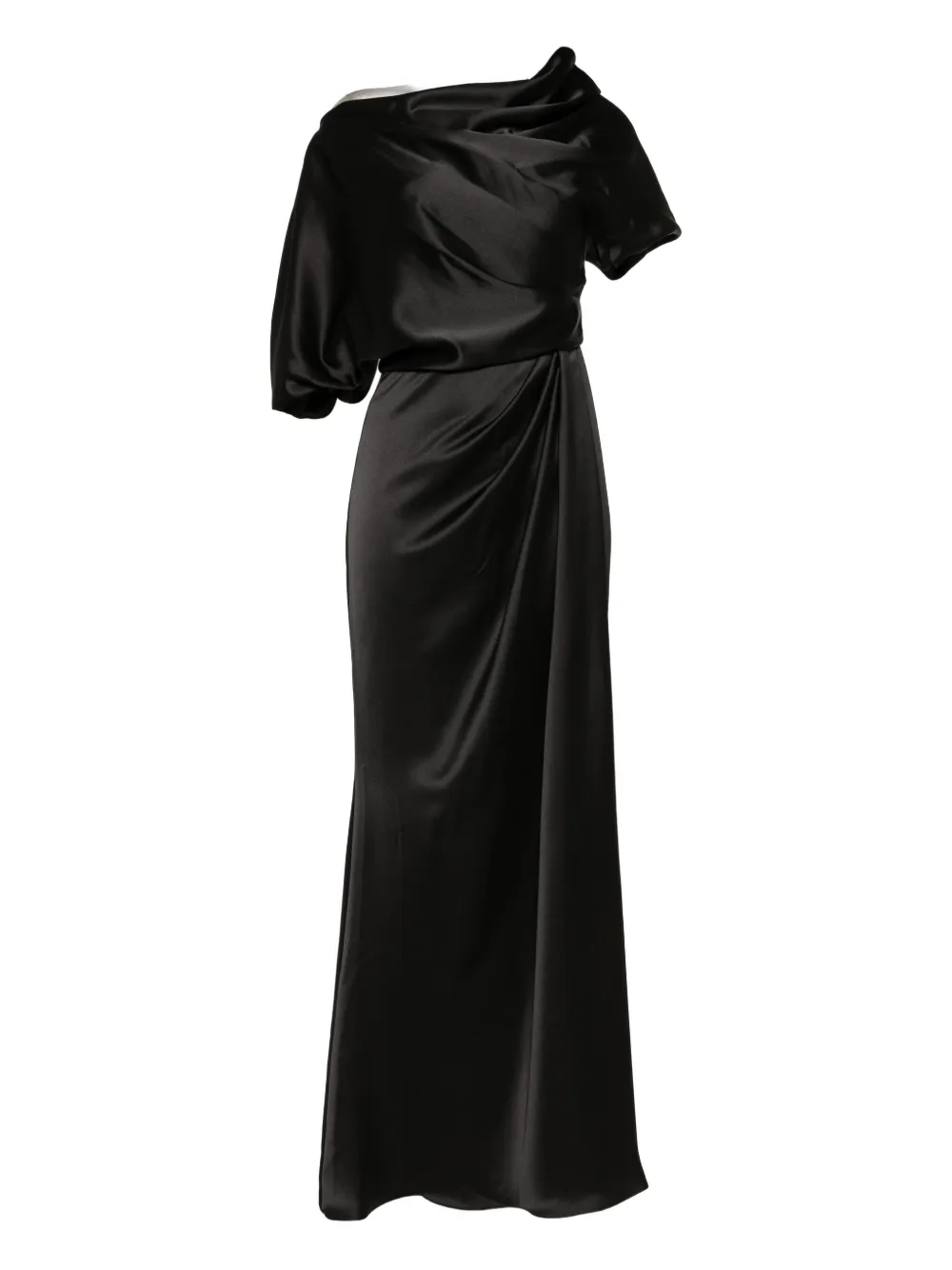 Amsale Schulterfreies Abendkleid aus Satin - Schwarz