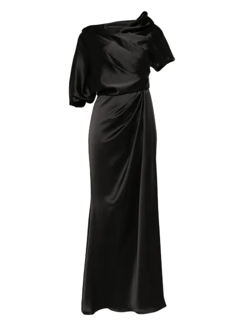 Amsale Satin off-shoulder gown