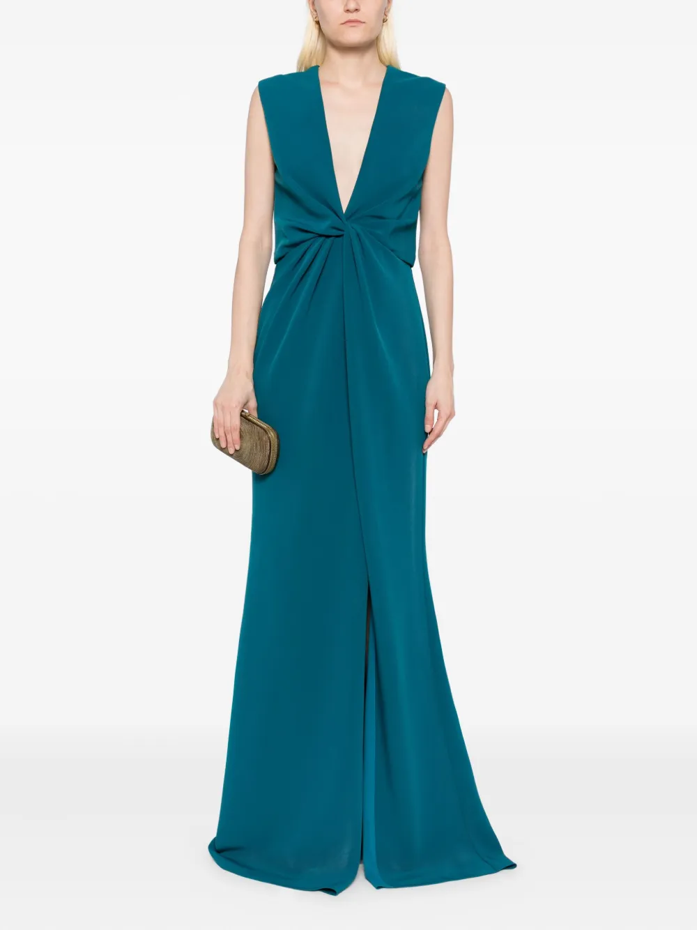 Amsale Jurk met gedrapeerd detail - Blauw