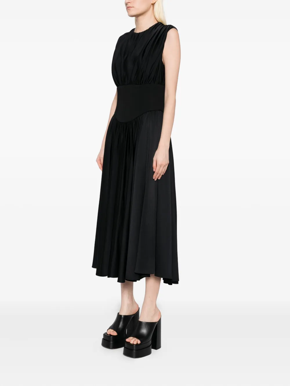 Amsale Back-crepe Corset Dress In Black