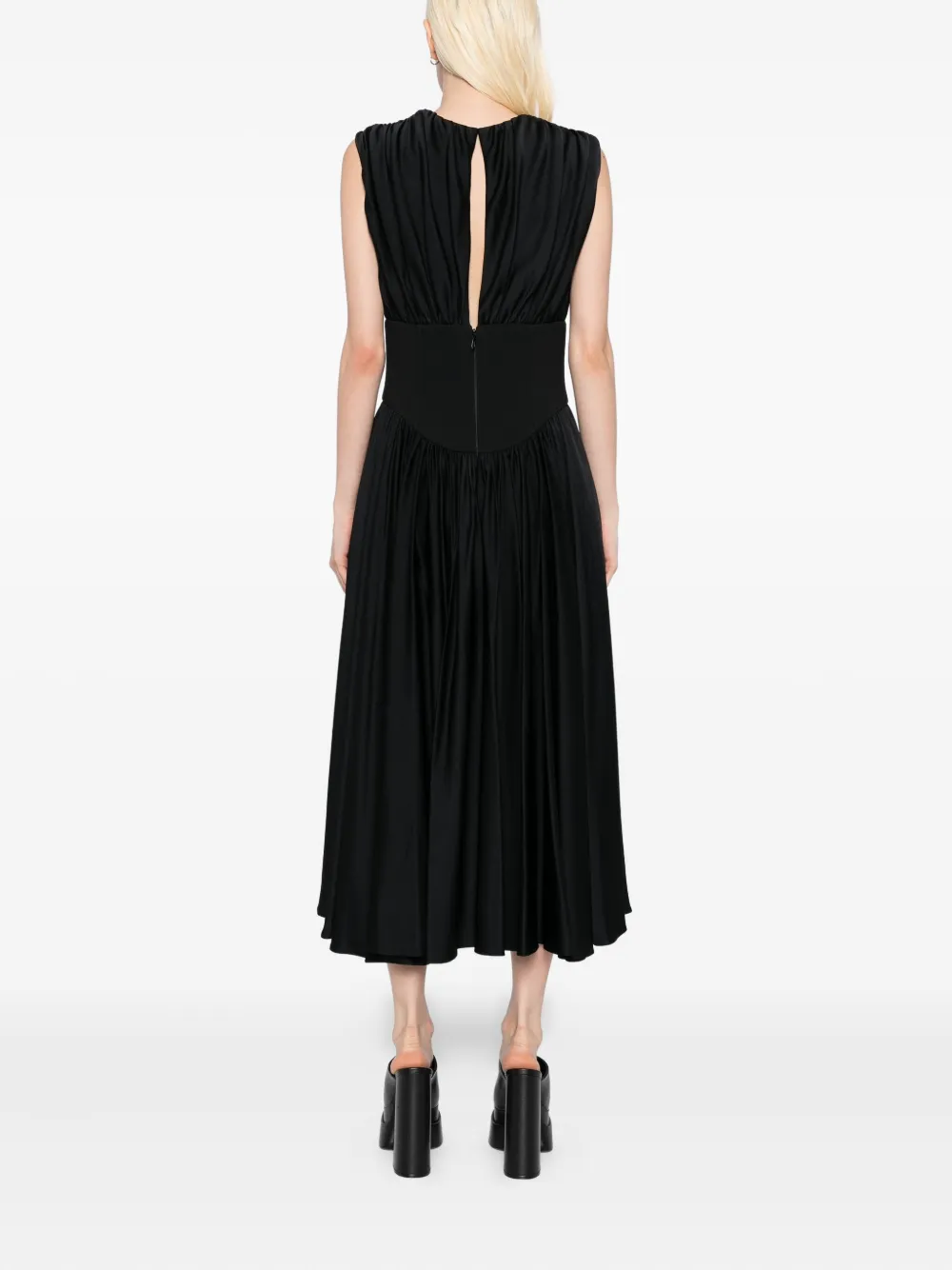 Amsale Back-crepe Corset Dress In Black