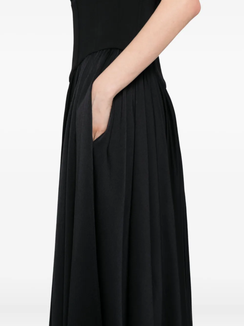 Amsale Back-crepe Corset Dress In Black