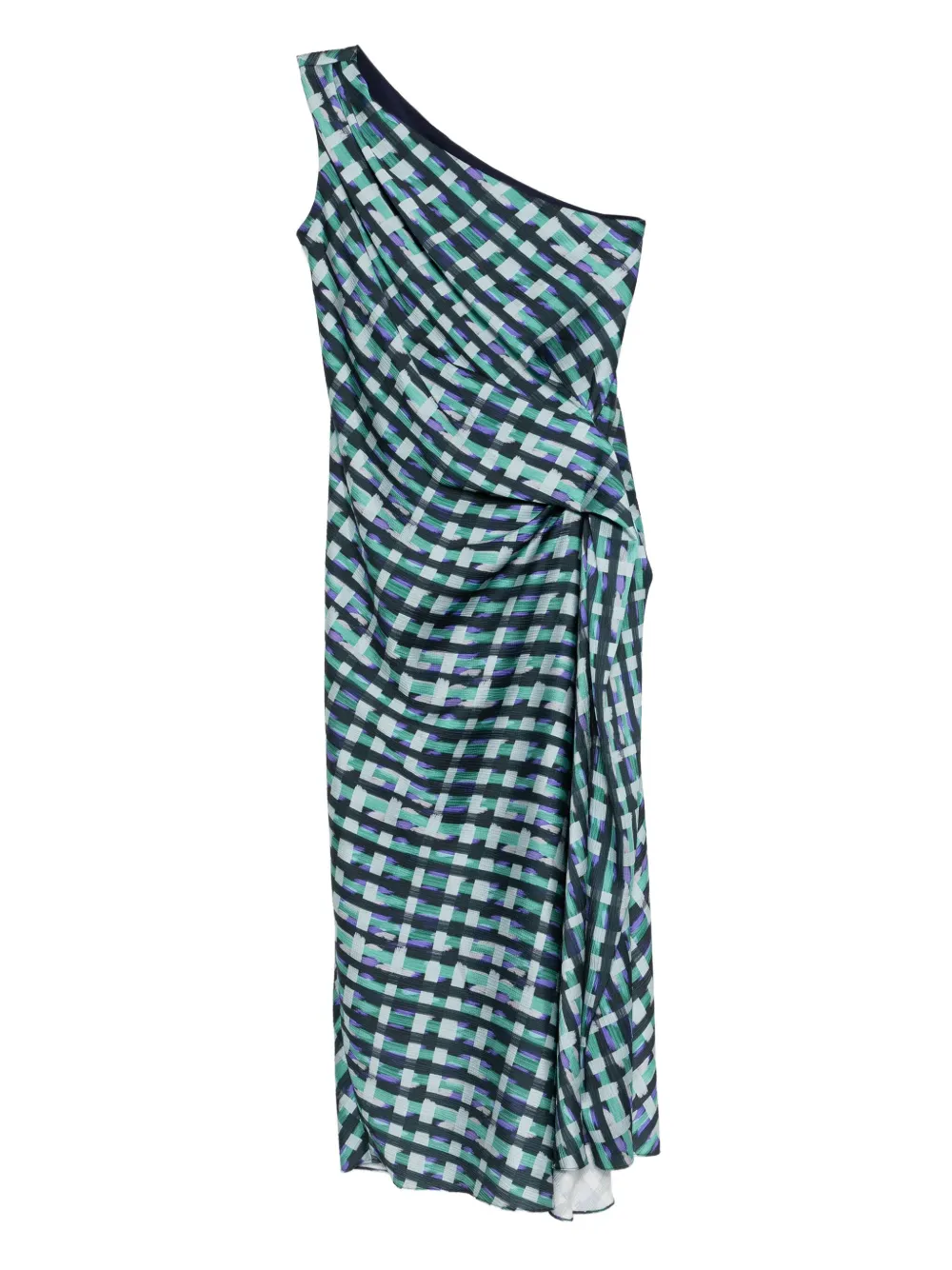 Amsale Check-printed Dress In Purple