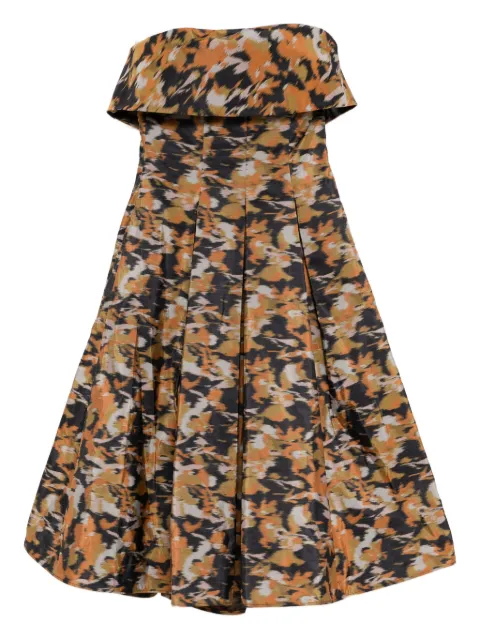 Amsale printed pleated dress