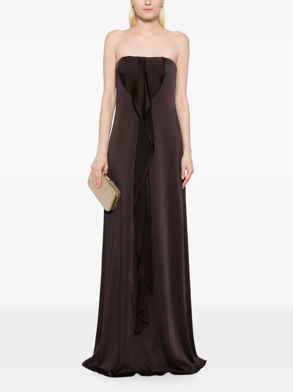Amsale Strapless jurk - Bruin