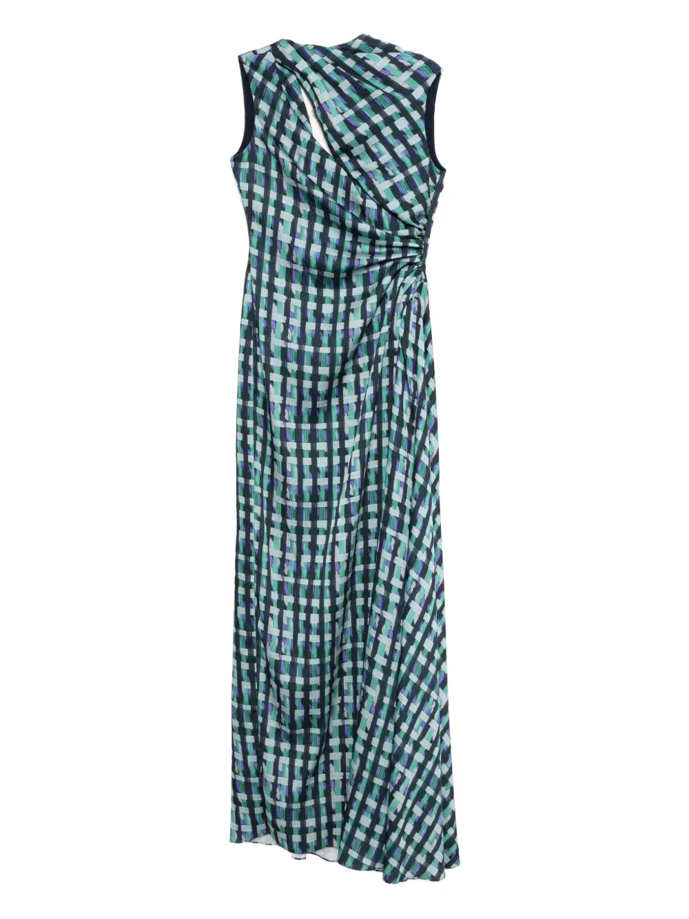 Amsale Satin Checked Gown In Multi