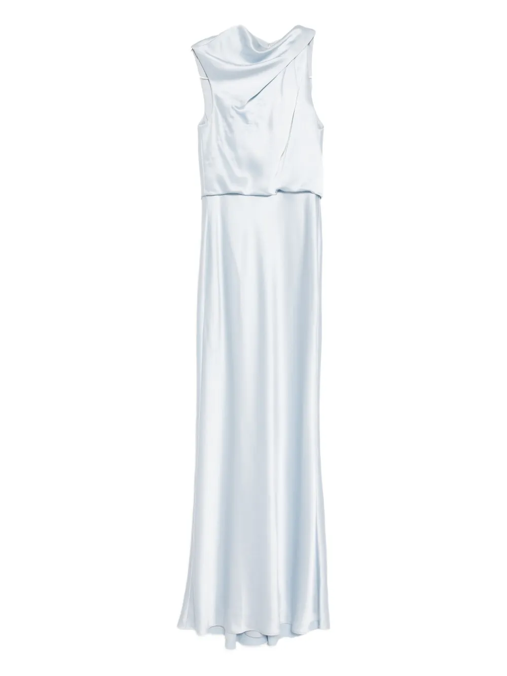 Amsale Asymmetric Neck Satin Gown In White